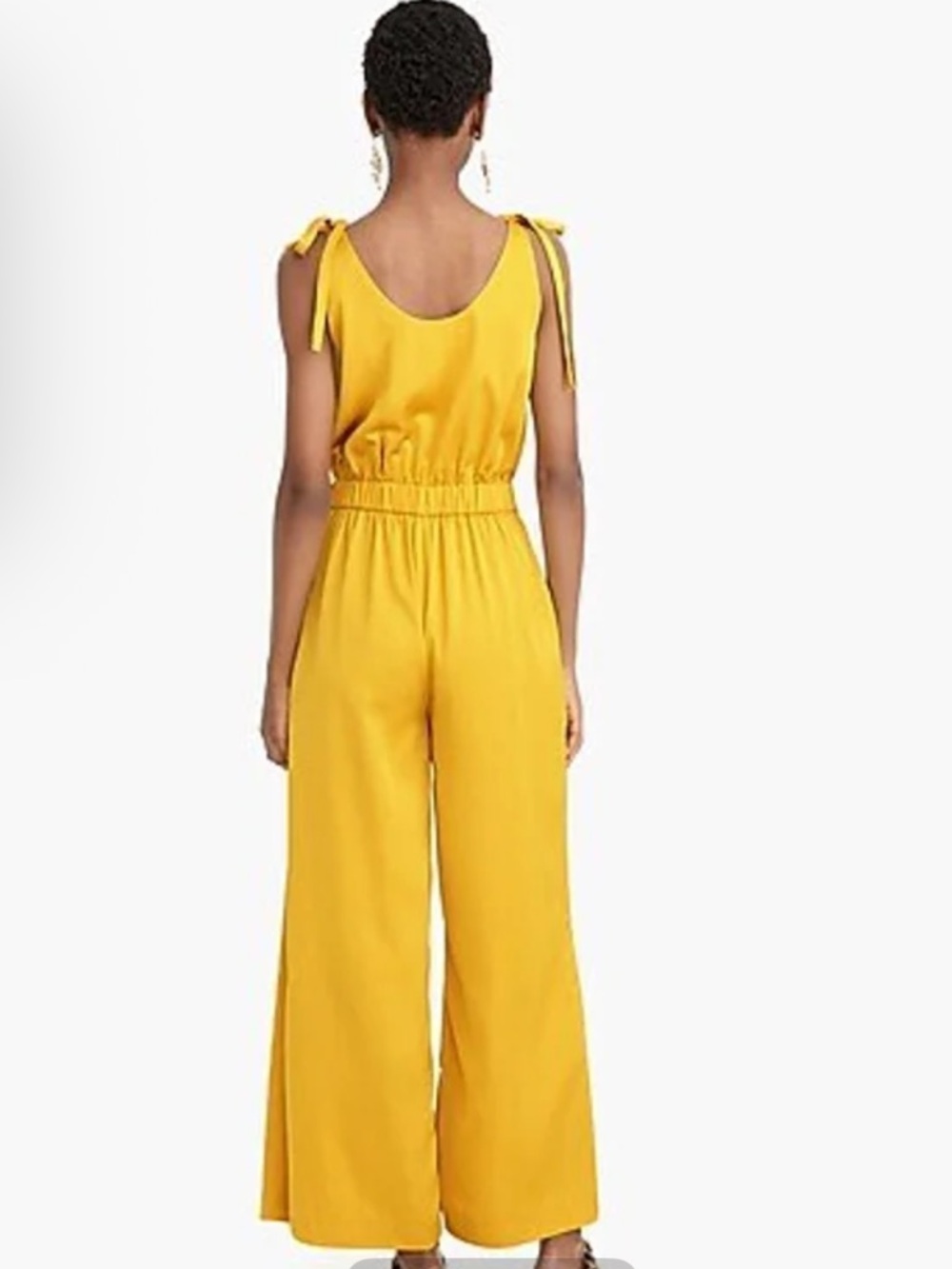 J.Crew Collection Satin Wide Leg Jumpsuit Yellow Wrap Tie Waist Size 6 NWT - Picture 3 of 7